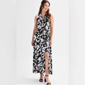 Women's Ellen Tracy Sleeveless Shirt Dress W/Pockets - SIZE S - MISSING BELT